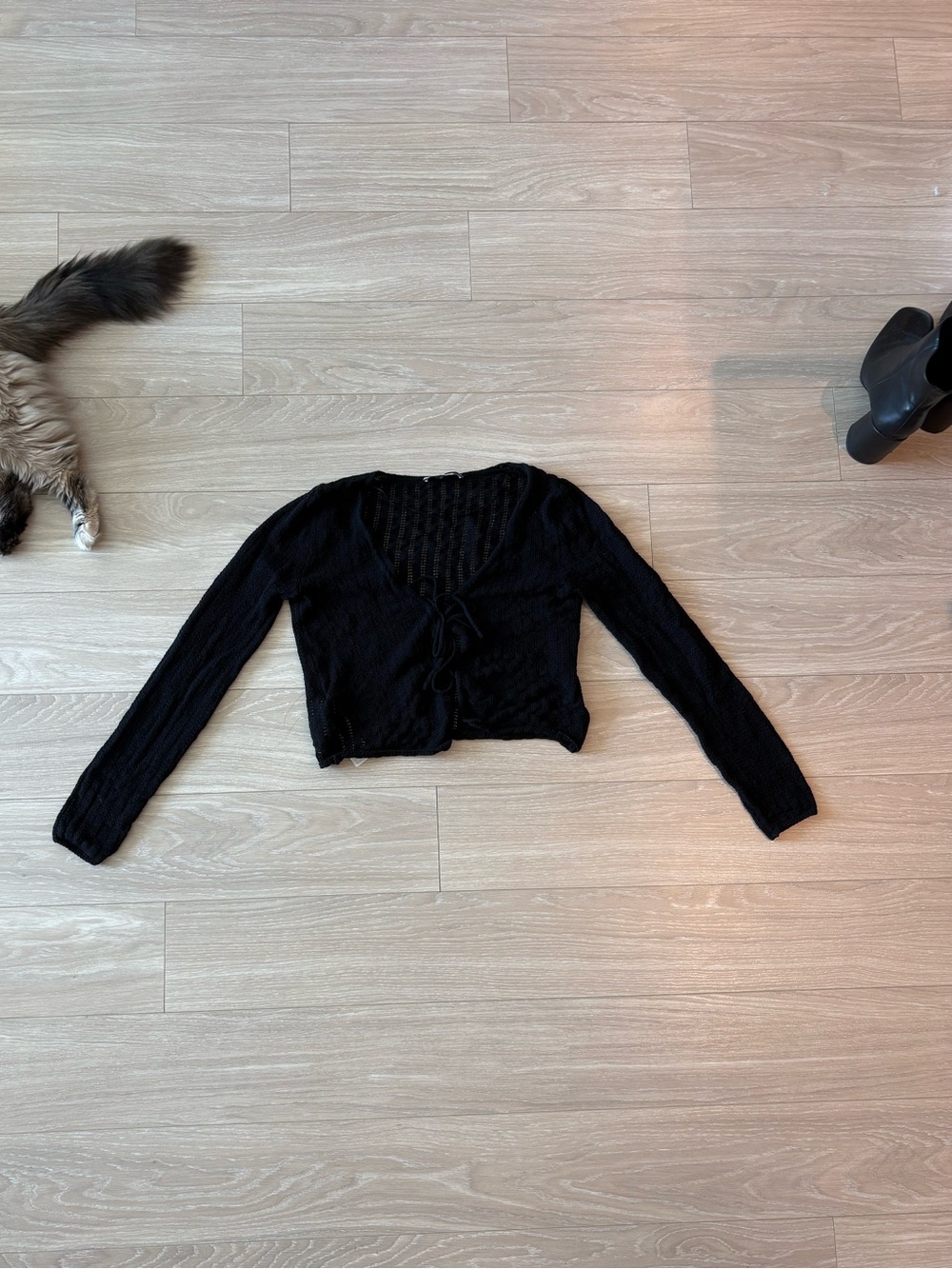 Black Open-Knit Lightweight cardigan